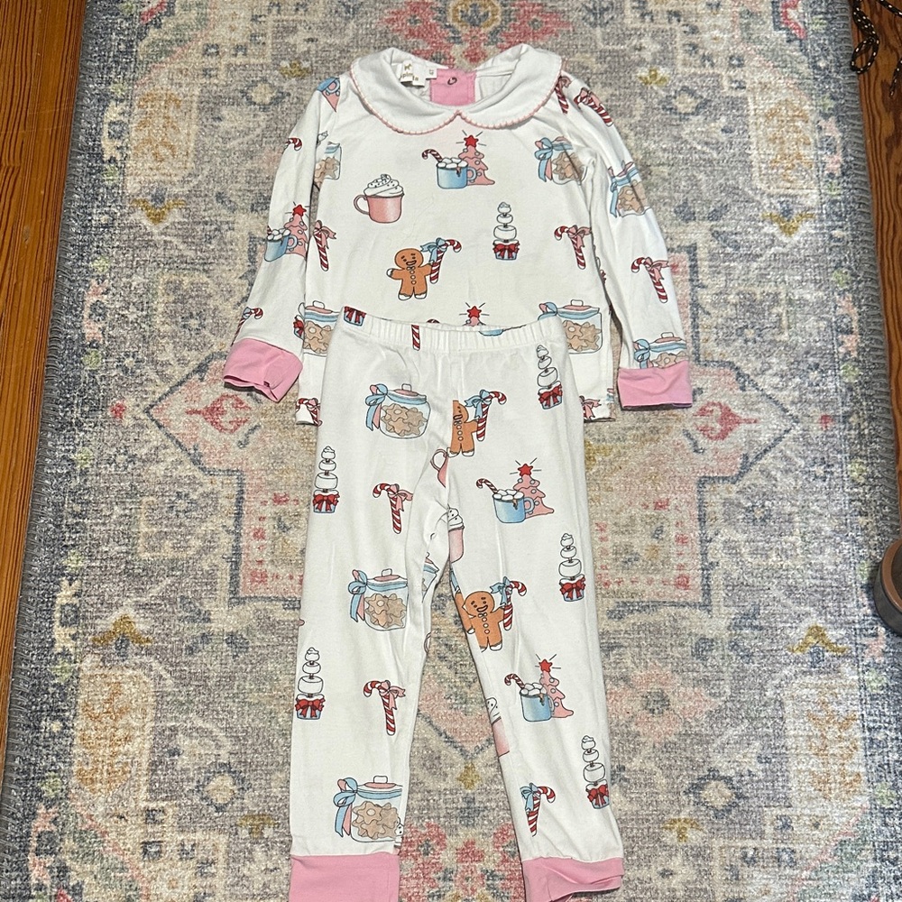 Sal & Pimenta girls hot chocolate gingerbread pajamas 4T EUC